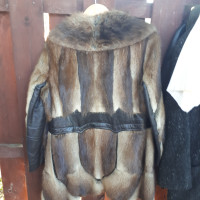 60s Muskrat Real Fur Leather Coat Vintage, Med/ Large