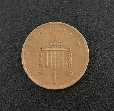 1975 United Kingdom New One Penny Coin, Queen Elizabeth II., View more