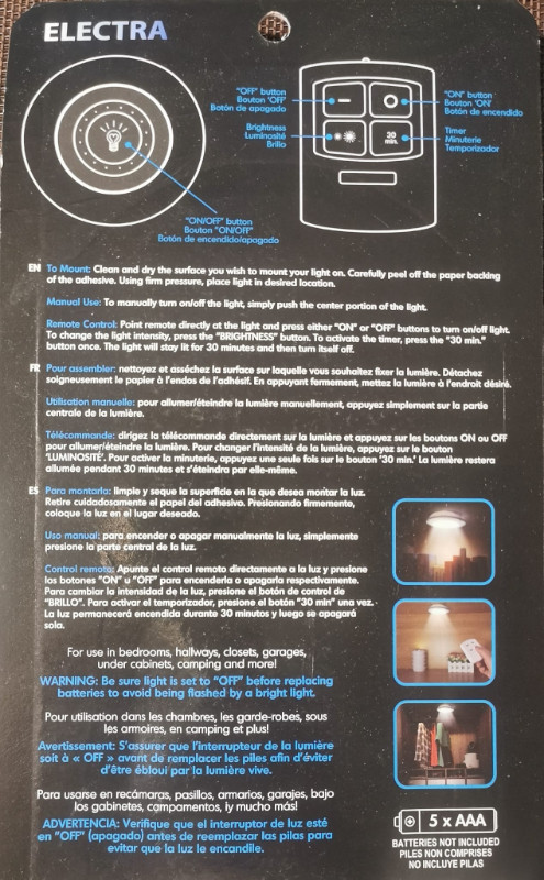 Lumière télécommande sans-fil DEL LED wireless remote light lamp dans Autre  à Laval/Rive Nord - Image 4