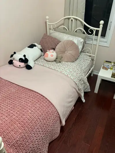 Twin White Metal Bed Frame - Perfect For Adults, Kids Room, View more
