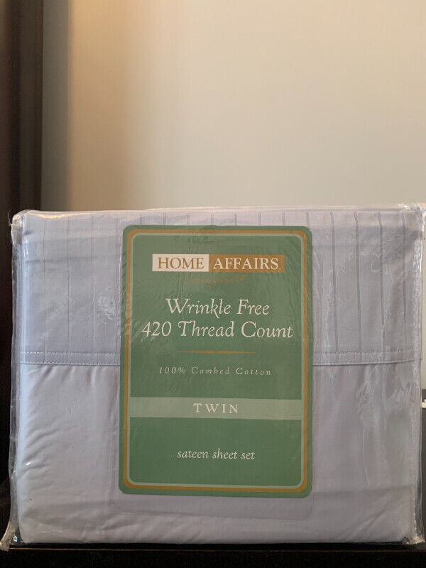 Twin Size 100% Combed Cotton Sateen Sheet Set in Bedding in City of Toronto