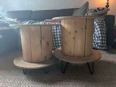 Rustic Industrial Cable Reel Side Tables, View more