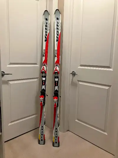 Volkl P60 GC Racing skis, classic wood core high-performance GS, designed for skiers who crave speed...