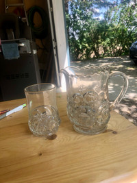 BULLSEYE PITCHER AND MATCHING GLASS 