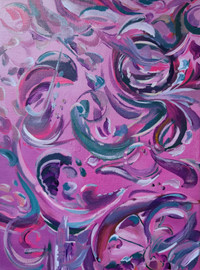 Pink  floral montage  acrylic on canvas