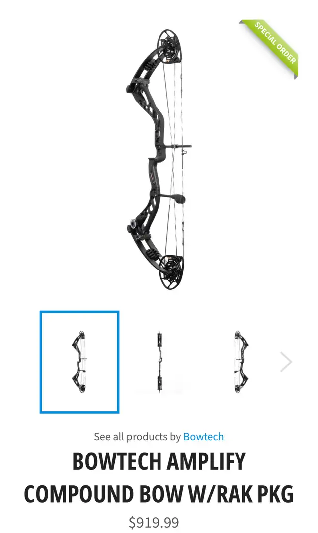 Bowtech Amplify Compound Bow RH Black with RAK package in Fishing, Camping & Outdoors in Owen Sound - Image 3