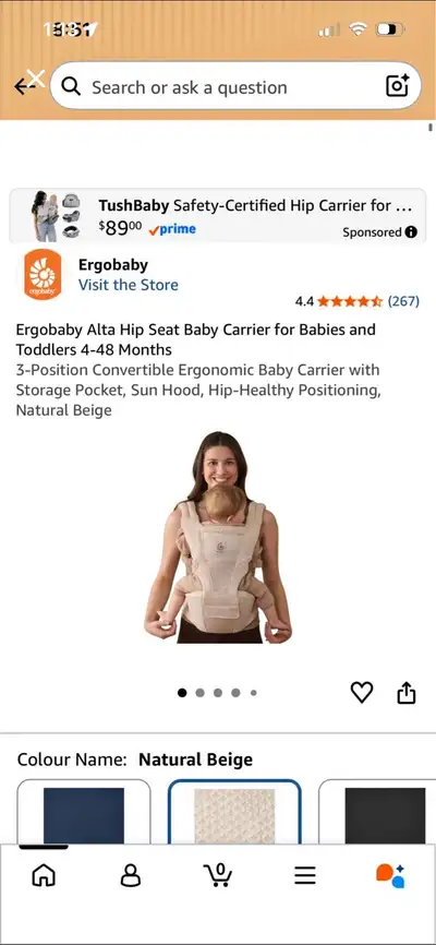 Ergobaby Alta Hip Seat Baby Carrier, View more