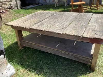 Barnboard coffee table, View more