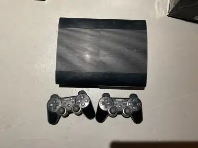 PS3 SUPERSLIM CONSOL WITH THRUSTMASTER WHEEL AND 27 GAMES, View more