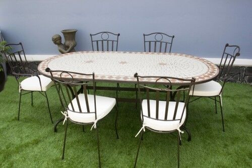 Table en céramique ovale 200 cm et chaises,LIQUIDATION FINALE. dans Mobilier pour terrasse et jardin  à Trois-Rivières