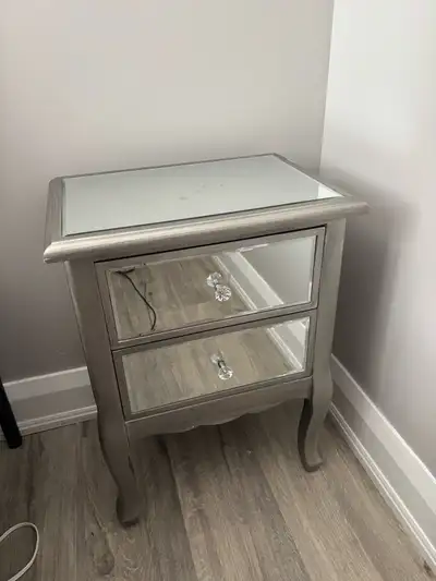 Antique Silver Mirrored 2-Drawer Nightstands, View more