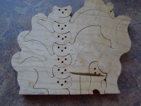 Wood Stacked Cats Puzzle, Hand Made, Hand Crafted, 9 Pieces