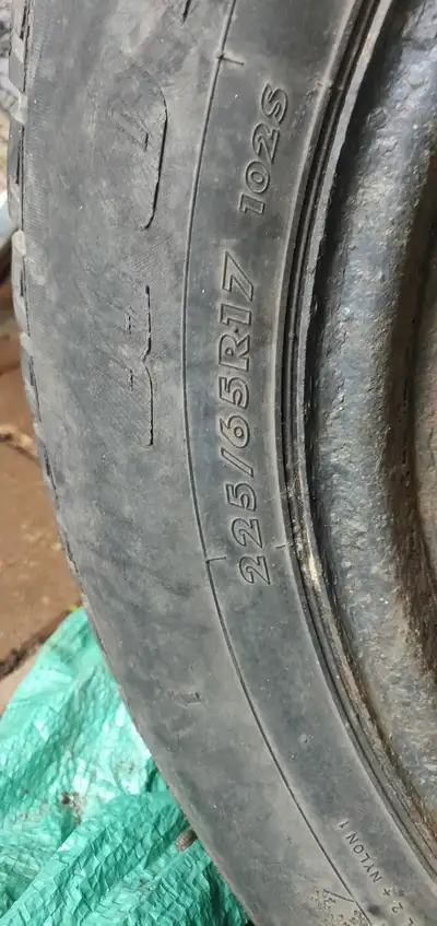 226 65 17 tires in good shape with a lot of trad left mounted on steel rims bolt pattern 5x114.3 fir...