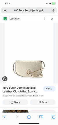 Tory Burch Jamie metallic clutch - new