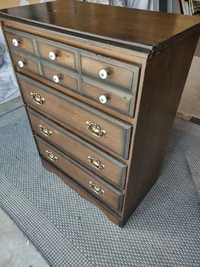 Vintage dresser Got marks and scuffs Otherwise still doing the job well Height 37.5 inches Width 28...