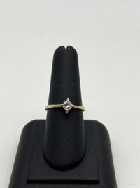 14KT Yellow & White Gold Diamond Solitaire Ring w Appraisal $895