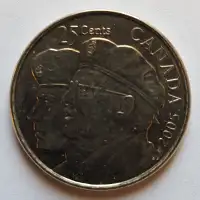 Pièces monnaie rouleaux Canada 25 cents 0,25$ Veterans XF-AU Cir
