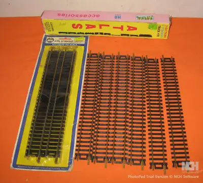 HO Electric Train Model Railroad 2 Pack Tracks - Total 10 Straight Rail - New. Old Stock. 9 inches L...