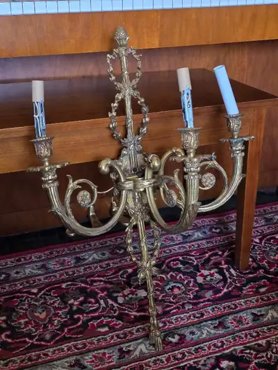 Gilt Antique Baroque 3 Candle Wall Sconce, View more