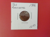 1936 Canada Small Penny Thin Planchette