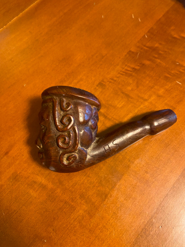 Vintage Wooden Carved Folk Art Figural Face Head Smoking Pipe in Arts & Collectibles in Oshawa / Durham Region