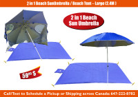 8 & 6.6 ft Beach Umbrellas Sand Anchor Bag Tilt UPF50 Towel Hook