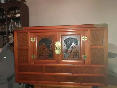 SOLID ROSEWOOD CABINET WITH BRASS FITTINGS, View more