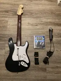 PS3 PlayStation 3 Rock Band Video Game Bundle w/ Guitar & Mic