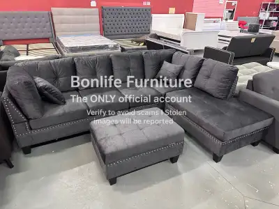 large velvet sectional sofa with ottoman , View more