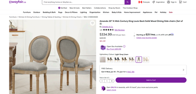 2-20" Mid-Century King Louis Back Solid Wood Dining chairs, View more