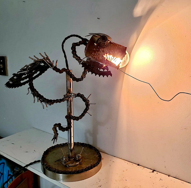 Handmade Welded Scrap Metal Dragon Lamp - ONE OF A KIND ORIGINAL in Other in St. Catharines - Image 2