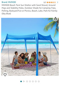 MVMOD XL Beach Tent Sun Shade Pop Up Shelter- New