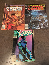 3 Comic Books - The Savage Sword of Conan,  The Uncanny X-men