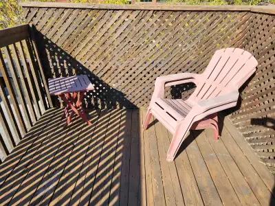 Patio chairs and table $20, View more