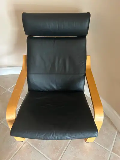 IKEA Poang Black Leather Chair in Excellent Condition, View more