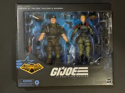 Hello. I am selling a GI Joe Classified Night Force 2 pack of Vincent R. “Falcon” Falcone and Quarre...