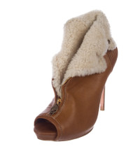 ALEXANDER MCQUEEN Shearling-Trimmed Leather Booties