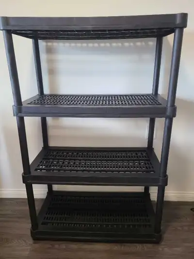 Black Plastic 4-Tier Storage Shelving Unit, View more