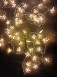 Plug in String Lights with Stars. Warm White. Indoor/Outdoor