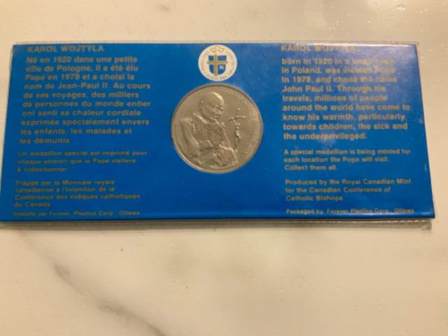 RCM medallion for 1984 visit of Pope John Paul to Canada in Arts & Collectibles in Norfolk County - Image 2