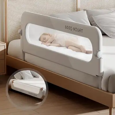 Smart Foldable-Swing Rails Design: Our toddler bed rails featuring a one-click button for effortless...