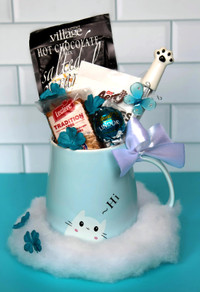 Tasse à café en céramique Motif chat mignon, bleu