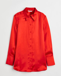 H & M Satin Blouse - Red, Women's size L