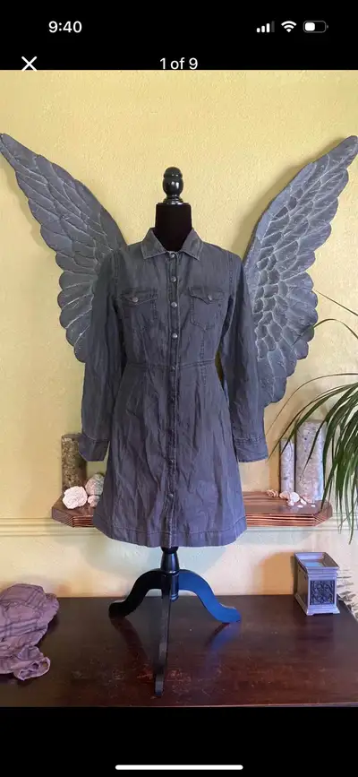 Long Light Denim Button Down Jacket, View more