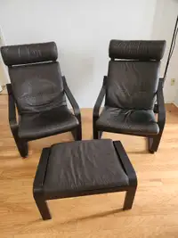 IKEA Poang Chairs Leather Cushions 