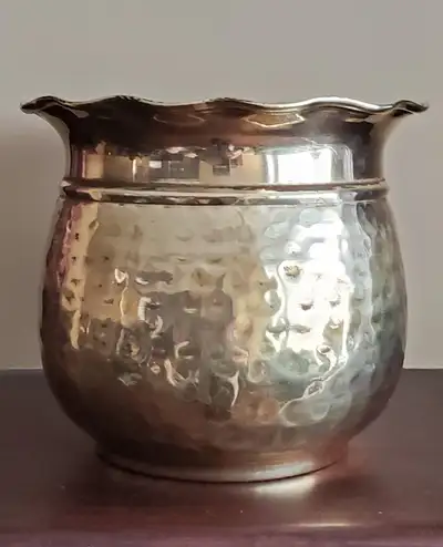 POLISHED HAMMERED BRASS PLANT POT, View more
