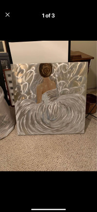 Large Beautiful canvas silver/white bride