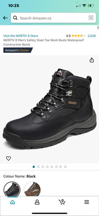 NORTIV 8 Men's Safety Steel Toe Work Boots Waterproof Constructi