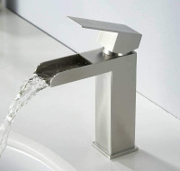 Brushed Nickel Waterfall Bathroom Faucet NEW