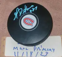 Gilbert Delorme Hockey Canadiens signed puck / Rondelle signée